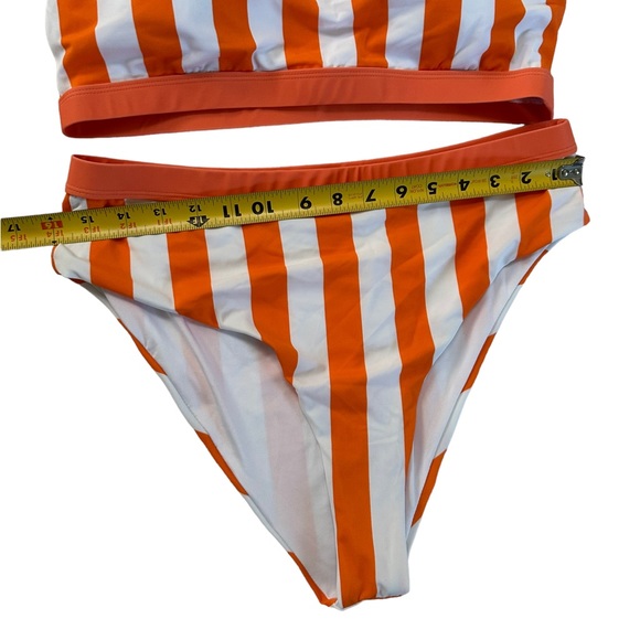 NWOT Women’s White Orange Stripes Two Piece Bathing Suit Size XL - Picture 10 of 17